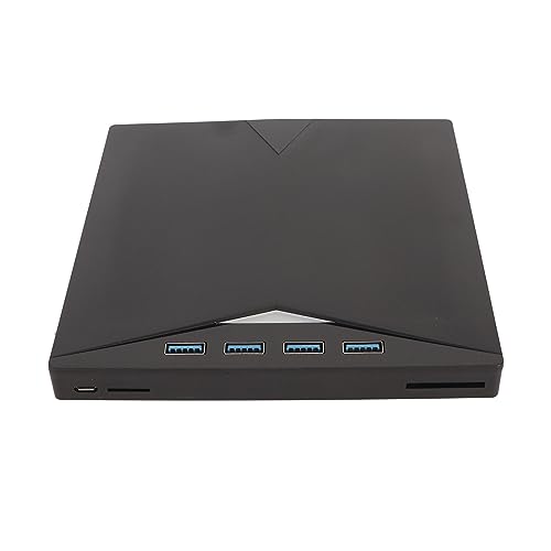 Jectse Portable External DVD Drive, USB 3.0 CD DVD Burner Player with 4 USB 3.0 Ports, Type C USB3.0 Slim External Optical Drive for 11 10 8 7, OS X
