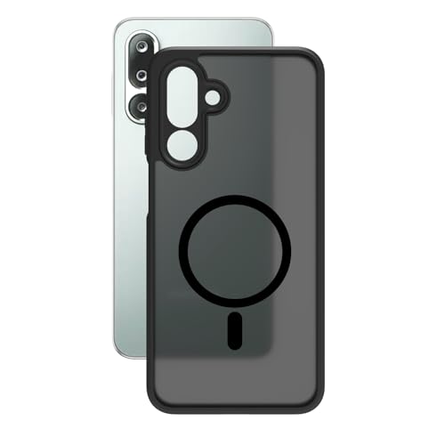 Image of RIGGEAR Shockproof Sleek Hybrid Armor Magnetic Back Cover Case Compatible with MagSafe Accessories for Samsung Galaxy M36 5G / F36 5G (Smoke Black Matte PC + Black TPU Bumper)