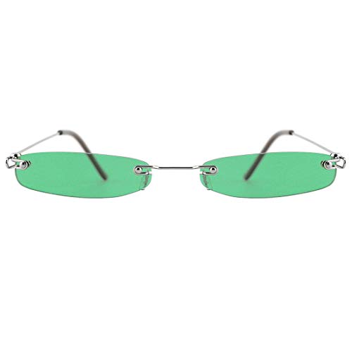 Slocyclub Vintage Rectangle Skinny Sunglasses for Women Men, Retro Small Thin Sunglasses, Rimless Trendy Sunglasses