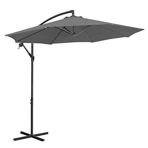Novonova Garten Sonnenschirm Höhenverstellbarer Ampelschirme, Kurbelvorrichtung, höhenverstellbare und klappbare Terrassenschirm Marktschirm, Sonnenschutz UV50+ (Grau) Cover