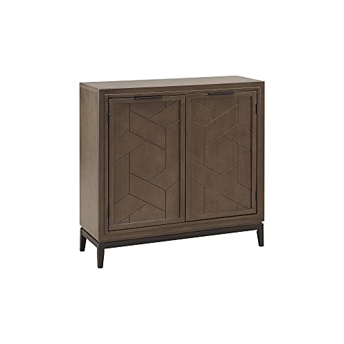 Image of Leick Home 10143-GRBLK Emmett Mixed Metal and Wood Foyer Cabinet, Riverstone /Matte Black