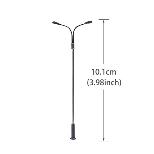 Evemodel LQS13 10 STK. Modell Bahn Doppelpeitschenlampen LED Beleuchtung 100mm Spur H0 Straßenlampe Flexible Höhe 3v – Bild 5