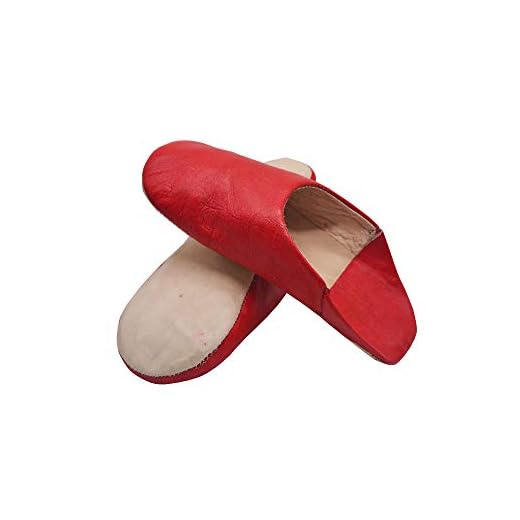 Babuchas o Zapatillas marroquíes de Cuero autentico muy cómodas para Andar por casa (Rojo, numeric_43)