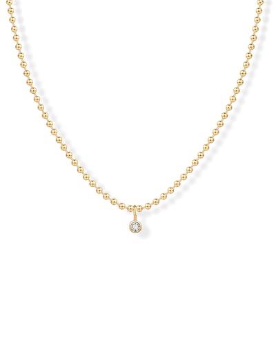 PAVOI CZ Solitaire Pendant Necklace Set 14K Gold Plated Yellow Gold Y