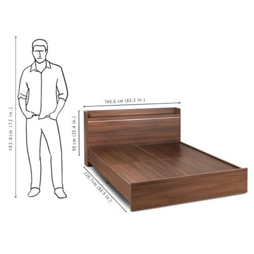 Image of DELITE KOM Cherry Engineered Wood Queen Without Box Bed (Finish Color Acacia Dark Delivery Condition Knockdown)