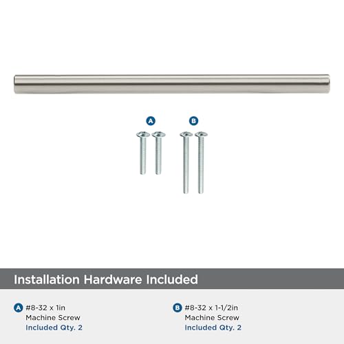 Image of Amerock 10 Pack 5-1 /16 inch Bar Pulls Satin Nickel Drawer Pull | 5-1 /16 inch (128mm) Center-to-Center Mounting Distance and 7-3 /8 inches Overall Length, Durable Carbon Steel Cabinet Hardware