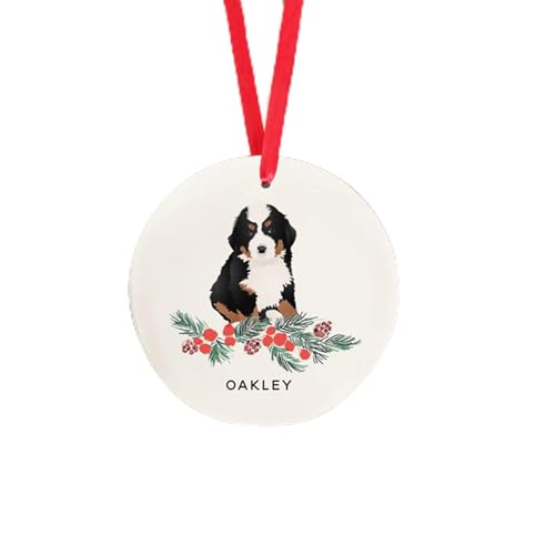 Personalized Dog Christmas Ornaments, Zmoicky Custom Bernese Mountain Dog Ornament Personalized Pet Memorial Ornament Custom Pet Holiday