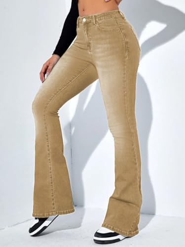 Image of Ben Martin Women's High Waist Jeans || Flared Bell Bottom Bootcut Pants || Wide Leg Stretch Denim - Perfect for Travel, Party & Everyday Use - Sizes 26-40 (1)