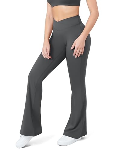 Image of HEGALY Women's Flare Yoga Pants - Crossover Flare Leggings Buttery Soft High Waisted Workout Casual Bootcut Pants
