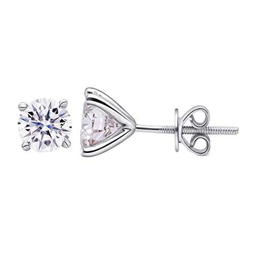 Boucles d'oreilles Moissanite 1ct MOCHAMIK clous femme métal blanc 4 griffes