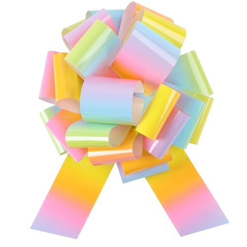 12-Inch Rainbow Pull Bows (2-Pack) - Colorful Perfect for Christmas Gifts, Birthday Parties, Weddings & Holiday Decor(Macaron Color)