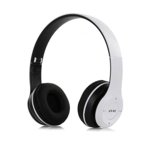 Image of BT Wireless Headphone with Mic Foldable Earphone with FM,TF Bluetooth Bluetooth & Wired Headset (White, On the Ear)
