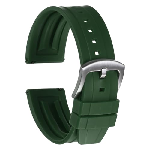 Bracelet de montre 24mm en caoutchouc vert M METERXITY boucle argent