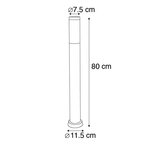 Qazqa Moderno Baliza exterior antracita 80cm IP44 - ROX Plástico/Acero inoxidable Cilíndra/Alargada Adecuado para LED Max. 1 x 20 Watt