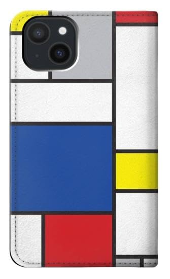 Housse iPhone 15 Plus Cuir Véritable Modern Art Étui Flip - 2