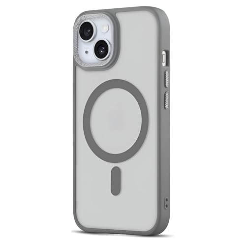 Image of Case for iPhone 14 /13 | Strong Magnetic Translucent Matte Hard Back | Camera Protection | MagSafe Compatible (TPU + Polycarbonate, Frost Gray)