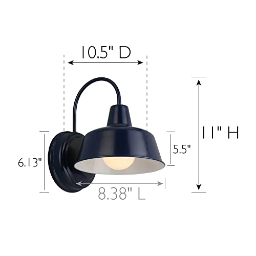 Image of Design House Mason Outdoor Wall Light, 8 inch, Navy Blue | Wall Mount, Modern Farmhouse, Steel, Lighting, 579334