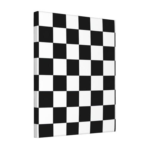 Cuadro a cuadros blanco y negro sin marco, 20,3 x 25,4 cm, decoración del hogar, oficina, lienzo para pared