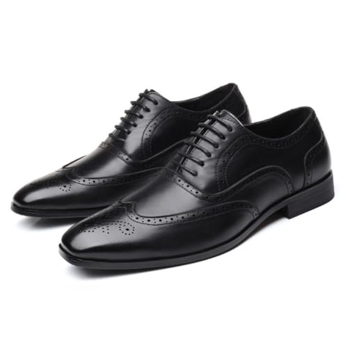 Classic Dress Shoes for Men's Calfskin Leather Lace-up Round Toe Anti-Slip Rubber Sole Slip Resistant Block Heel Classic2