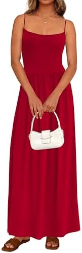 PRETTYGARDEN Womens Spaghetti Strap Maxi Dresses Sleeveless Summer Dress Long Casual Knit Flowy Beach Sundresses with Pockets