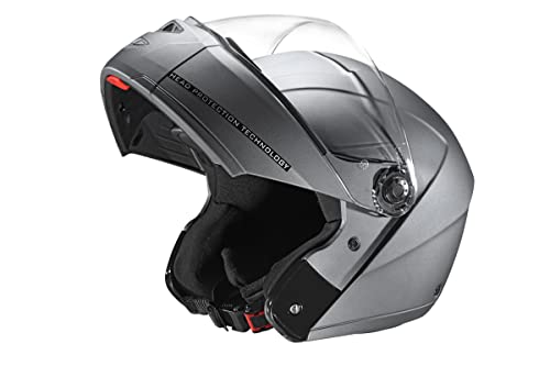 Ninja Elite SUPER Flip Up Full Face Helmet (Matt Gun Grey, L)