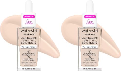 Image of wet n wild Bare Focus Skin Tint, 5% Niacinamide Enriched, Buildable Sheer Lightweight Coverage, Natural Radiant Finish, Hyaluronic & Vitamin Hydration Boost, Cruelty-Free & Vegan - Soft Ivory