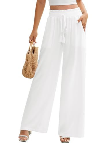 Stile: Pantalone donna estivo con elastico in vita e cordino decorativo, forma classica di pantaloni a gamba larga, adatti a tutti i tipi di corpo. I pantaloni donna estivi eleganti non passano mai di moda.