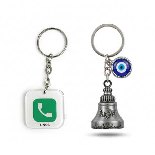 Image of Rakshakart Guardian Bell Evil Eye Keychain for Bike, Car & Home - Good Luck Nazar Charm Ghanti (Metal Protection Bell for Positive Energy)