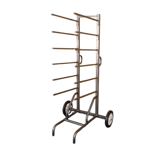 EASY-UP Pro 12 Arm Portable Saddle Pad Rack on Wheels | Ultimate Storage & Mobility for Equestrian Needs | Color Gray Armor