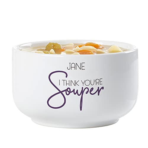 Personalization Universe I Think You're Souper Personalized Soup Bowl - Microwave Safe,Custom Name and Color Options - Gift for Kids, Adults, and Valentine's Day, 14 oz. Stoneware Custom Bowl