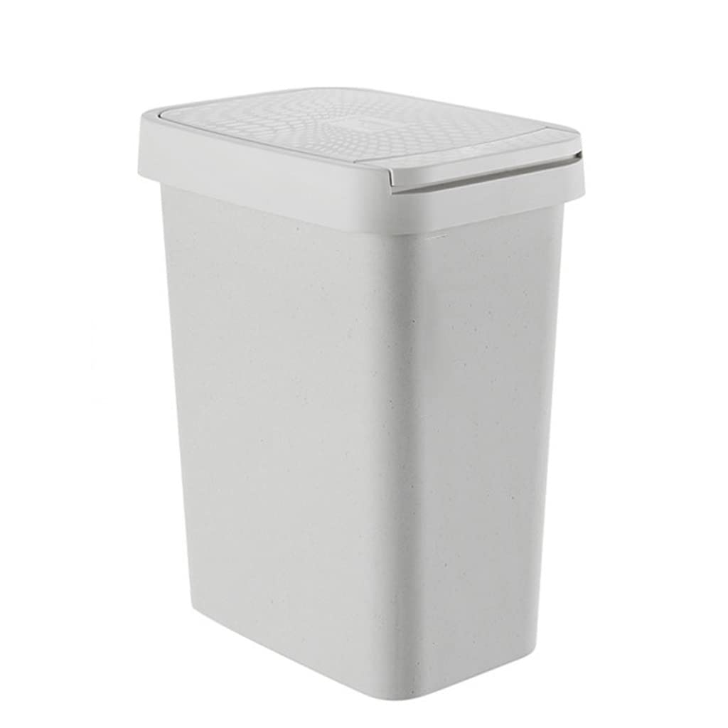 Cubo Basura Casa Cocina Rectangular Paso de Basura con Tapa, Papelera for la Cocina baño Oficina, 12 litros Papelera Reciclaje(Grey)