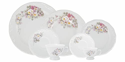 Serviço de Jantar Chá Café 42 peças em Porcelana. Modelo Redondo ...