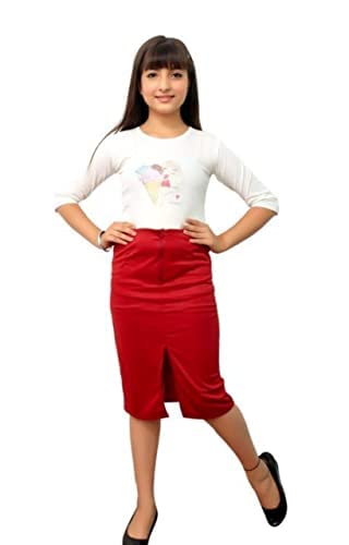 Image of Polycotton Skirt Top Set for Girls Fancy Skirt with White Top for Girls Kids