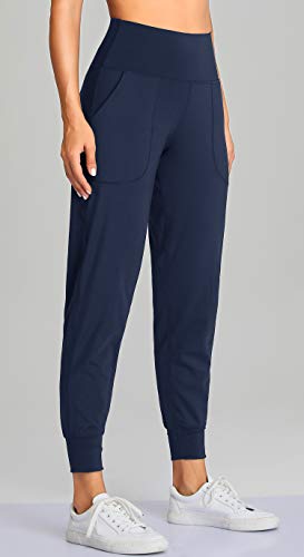 Oalka Women's Joggers High Waist Yoga Pockets Sweatpants Sport Workout Pants3