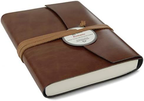 LEATHERKIND Romano Recycled Leather Journal Chestnut, A6+ (12x17cm) Plain Pages - Handmade in Italy