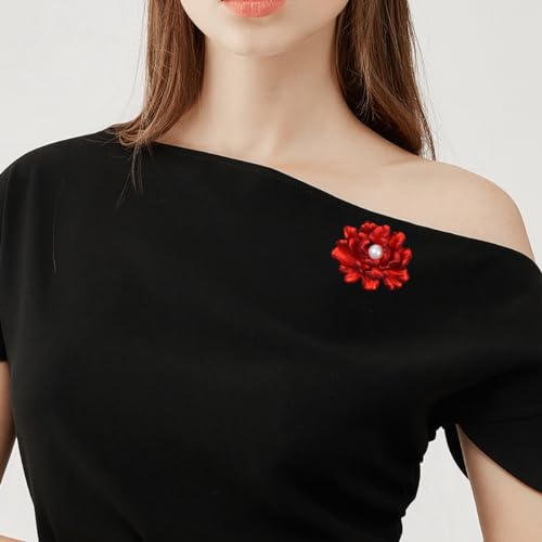 Image of Elegant Crystal Blooming Rose Flower Brooch Lapel Pin Breastpin for Women Birdal Cardigan Hat Scarf Suit Sweater Floral Pins