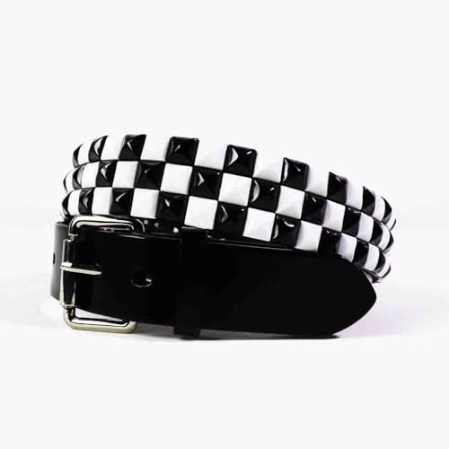 White and Black Studded Belt Genuine Leather Punk Rock Belts for Men Women for Jeans Y2k Belt Goth Rivets Belt2