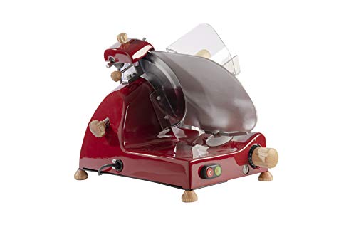 FAC - Elektro Allesschneider Curvy Line C220 - Klinge 22 cm - Herausnehmbare Kammerplatte + Kit Holz Esche - Rot – Bild 3