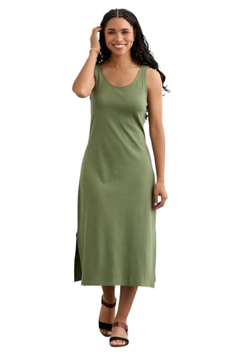 Image of Fair Indigo Women's 100% Organic Pima Cotton Midi Tank Dress