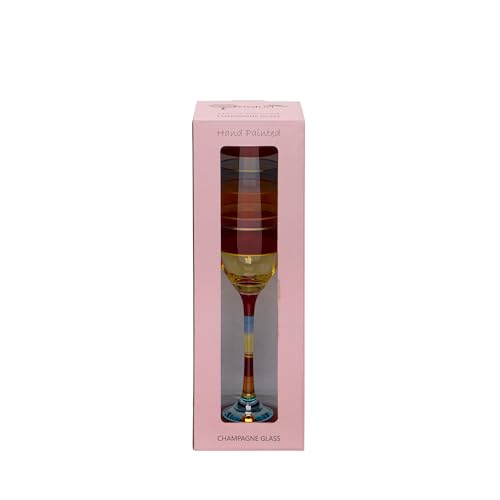 Maturi Hand Painted Striped Champagne Flute, 220ml, Gift Boxed, Multicolor - Image 2
