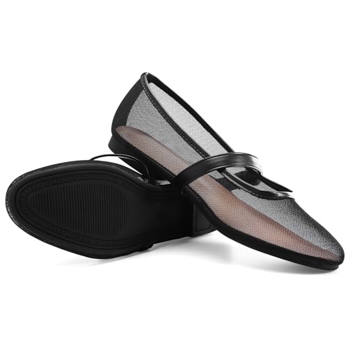 Image of Leopard Flats for Women Mesh Ballet Flats Mary Jane Animal Print Shoes Slip On Casual Breathable Ballerina Flats