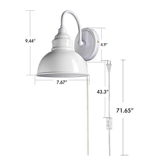 Image of Mini Gooseneck Wall Sconce, 2-Way Mount with Switch, Bright White | Flexible Gooseneck, Plug-in & Hardwired Dual Installation, On /Off Switch Included, Fits Bedroom, Corridor, Porch