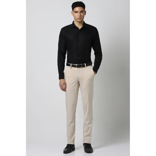 Image of Van Heusen Men Mid Rise Move Labs Knitted Premium Trousers | 360 Degree Stretch| Auto-Flex Waist Band |Wrinkle Free