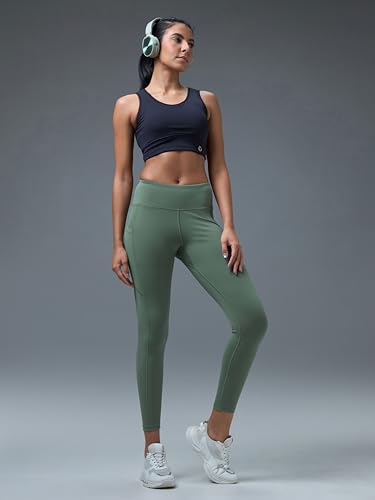 Image of TECHNOSPORT Womens Skinny Fit ActivewearSolid Tights for Running, Gym and Sports