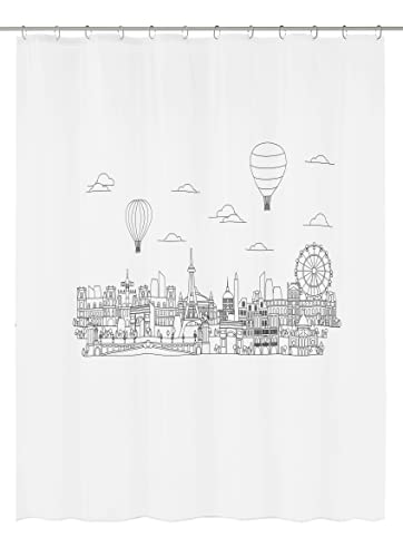 Kleine Wolke Wonderland Shower Curtain 180 x 200 cm PEVA Black White, W 70.9" x L 78.7" (1 Panels)