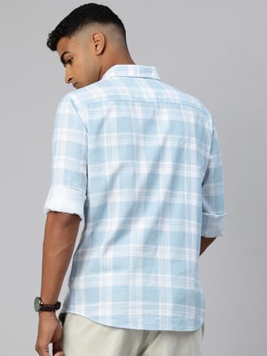 Image of Majestic Man Comfort Slim Fit Pure Cotton Checked Casual Shirt