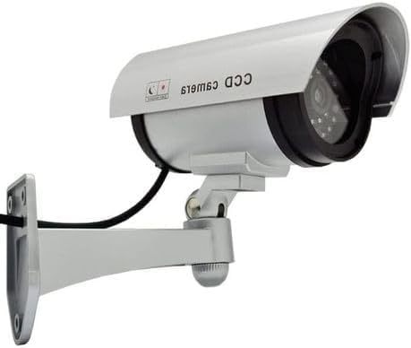 Dummy CCTV Security Camera with IR Wireless Flashing Red LED, Silver