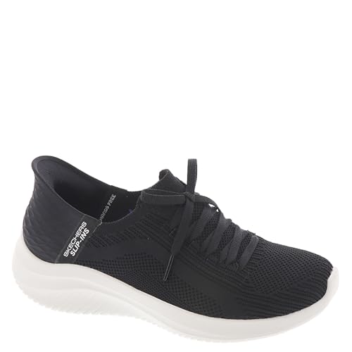 Skechers Damen Ultra Flex 3.0 Brilliant Path Sneakers,Sports Shoes, Black Knit/White Trim, 40 EU