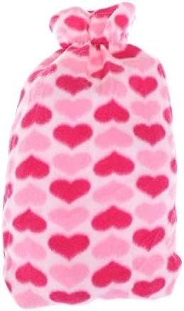 SKUZA Hot Water Bottle, Winter 2000ml Flannel Cloth Cover Hot Water Bottles Explosion-Proof Rubber Hot Water Bottle Removable 6 Color Warming Bag (Color : Green) (Color : Pink)