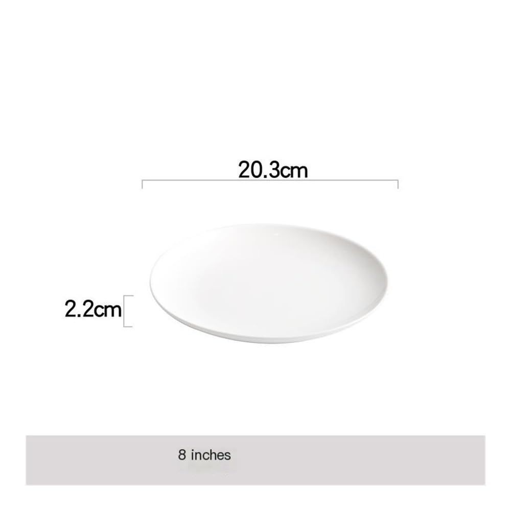 Talerze Obiadowe Białe ceramiczne talerze obiadowe, okrągłe talerze śniadaniowe i deserowe do steków(8inch)